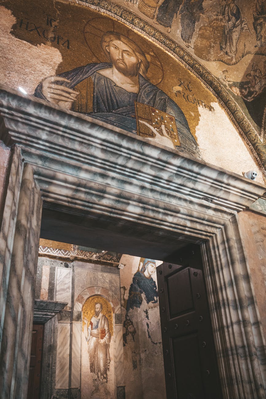 religious paintings inside building